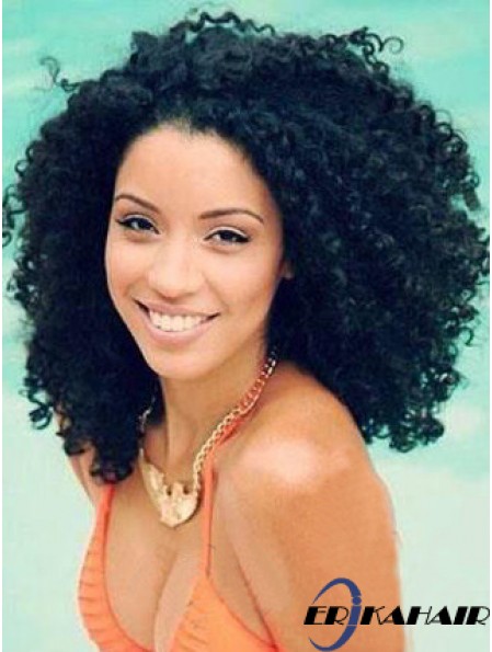 Schulter Spitze Spitze Remy Human Black Kinky Curly Afro Perücke