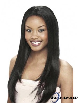 Ohne Pony Yaki Black Long Echthaar Lace Front Perücken