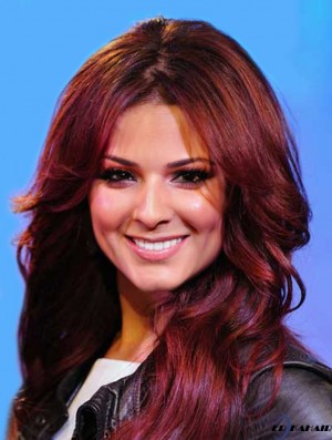  Style Perücken Rote Farbe Long Length Wavy Style Layered Cut