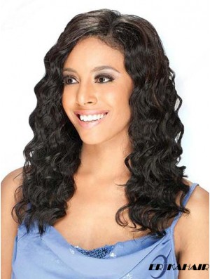 Brasilianische Echthaar Lace Front Perücken schwarze Farbe lange Länge