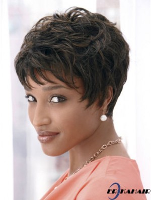 4 Zoll Cropped Boycuts Synthetic Capless Black Styles für Afroamerikaner