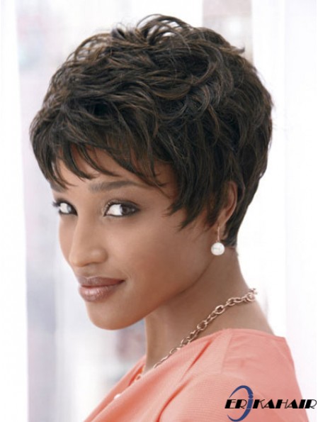 4 Zoll Cropped Boycuts Synthetic Capless Black Styles für Afroamerikaner