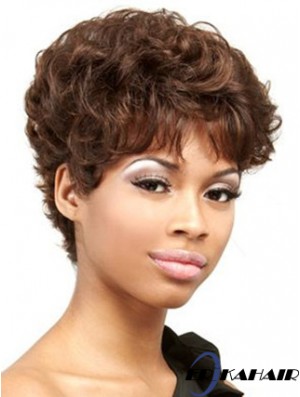 Cropped Auburn Curly Boycuts Praktische Afroamerikaner Perücken