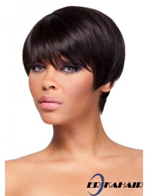 Cropped Auburn Straight Boycuts Wunderschöne Afroamerikaner Perücken