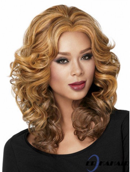 Afroamerikaner lockige volle Spitze Perücke mit kappenloser blonder Farbe