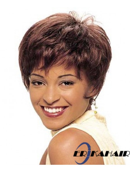 Cropped Auburn Straight Boycuts Schöne Afroamerikaner Perücken