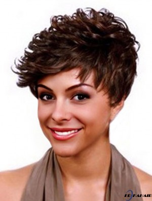 Cropped Auburn Curly Boycuts Langlebige Afroamerikaner Perücken