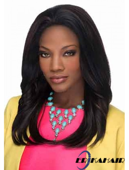 Fashion Black Long Layered Straight Glueless Lace Front Perücken
