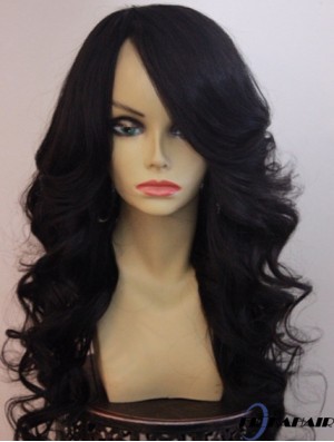 20 Zoll Lace Front Long Wavy mit Pony Beste Front Lace Perücken für Black Woman UK