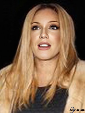 Ohne Pony gerade blonde 18 Zoll moderne  Perücken
