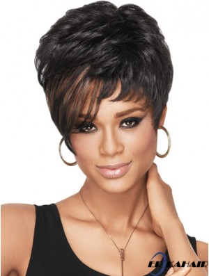 Cropped Black Wavy Boycuts Hochwertige Afroamerikaner Perücken