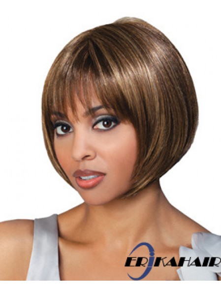 Kinnlänge Brown Straight Bobs Top Afroamerikaner Perücken