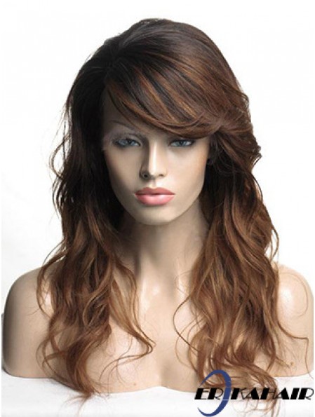 Long Brown Wavy With Bangs Günstigste Afroamerikaner Perücken