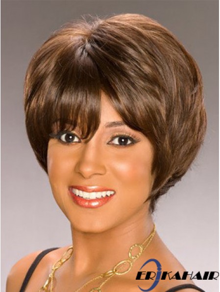 Bobs Capless Short Wavy Brown Synthetische Afroamerikaner Perücken UK