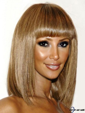Schulterlange Yaki Capless Blonde 12 Zoll Rabatt Iman Perücken