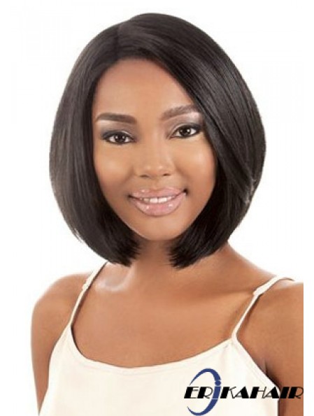 11 Zoll Kinn Länge synthetische schwarze Bobs Capless Hairsyles für schwarze Frau