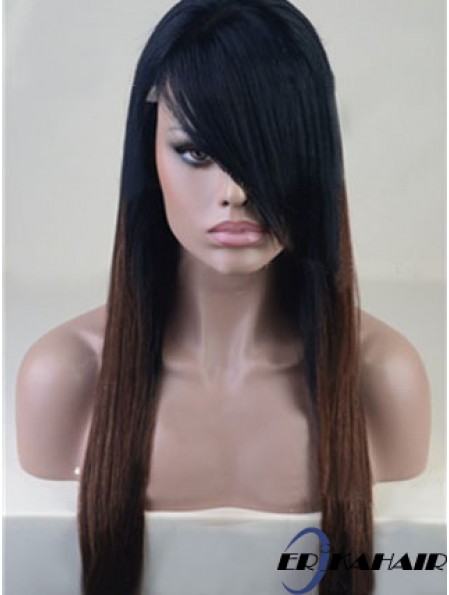 Lange gerade mit Pony voller Spitze 26 Zoll stilvolle schwarze Frauen Perücken