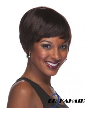Brown Cropped Straight Boycuts Capless Afroamerikaner Perücken