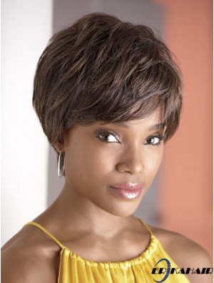 Cropped Brown Wavy Boycuts Modische Afroamerikaner Perücken