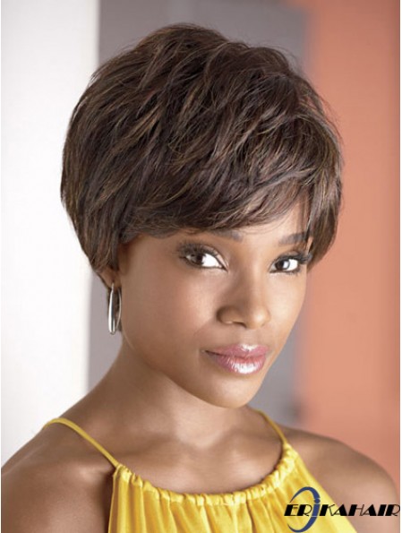 Cropped Brown Wavy Boycuts Modische Afroamerikaner Perücken