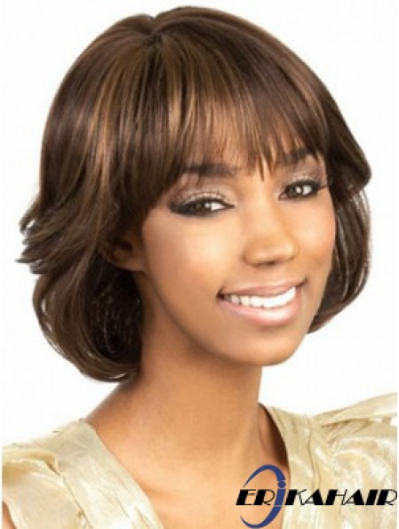 Kinnlänge Brown Wavy Bobs Erstaunliche Afroamerikaner Perücken