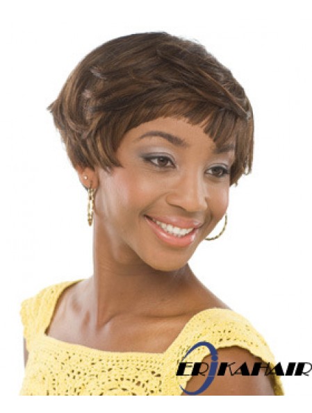 Kurze Brown Wavy Boycuts Unglaubliche Afroamerikaner Perücken