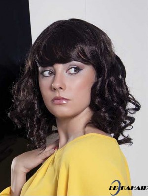 12 Zoll schwarze kappenlose Perücken für schwarze Frauen