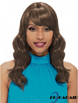 Schulterlange braune wellige mit Pony New African American Perücken