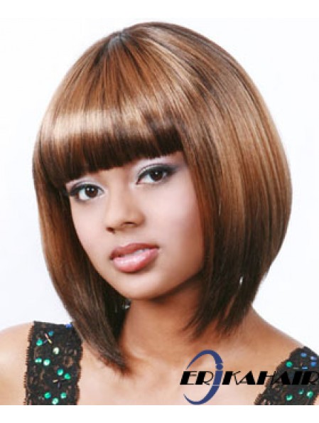 Kinn Länge Bobs Auburn Synthetic Straight Perücken für schwarze Frau