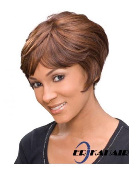 Kurze Auburn Wavy Layered Discount Afroamerikaner Perücken