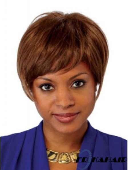 Gerade geschichtete Kinnlänge Auburn Komfortable Lace Front Perücken