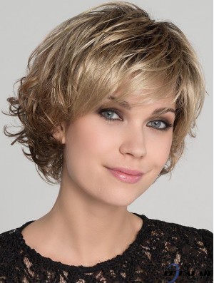 Moderne Blonde Kurze synthetische Bob Perücken für Frauen