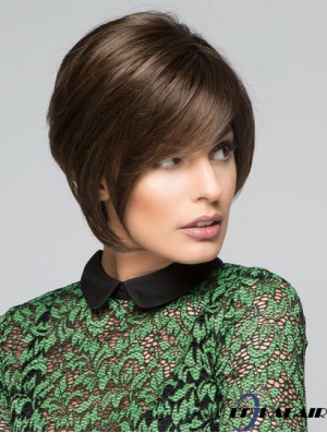 Brown Chin Länge gerade mit Pony 10  inchDiscount Medium Perücken