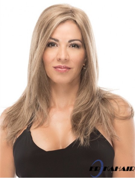 Ohne Pony 100% handgebundene 18  inchgerade blonde lange Perücken