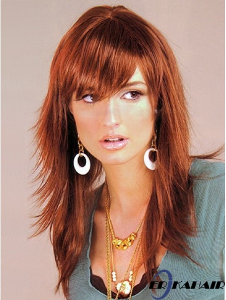 Synthetic Hair UK Auburn Farbe Langer, geschichteter Schnitt mit Capless