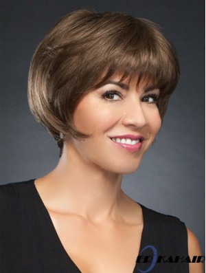 6  inchCropped Incredible Brown Straight Bob Perücken