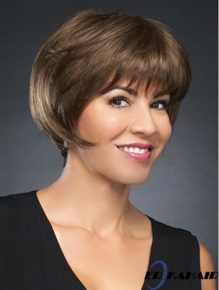 6  inchCropped Incredible Brown Straight Bob Perücken
