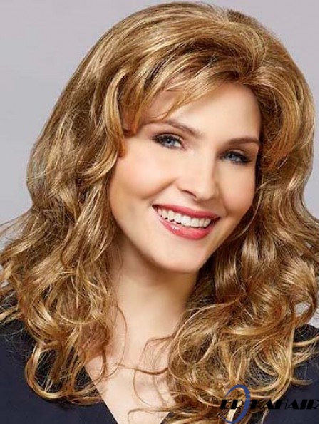 Geschichtete kappenlose 16  inchgewellte blonde blonde Perücken