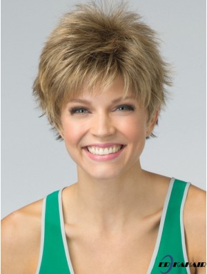 Kurze Pixie Cut synthetische Perücke Blonde Farbe verkürzte Länge Boycuts