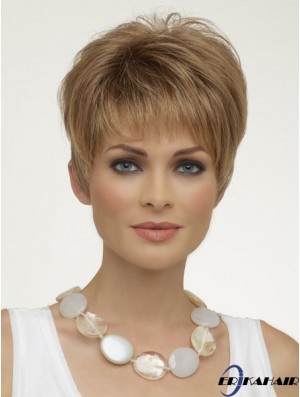Natürliche synthetische Perücken Boycuts verkürzte Länge blonde Farbe