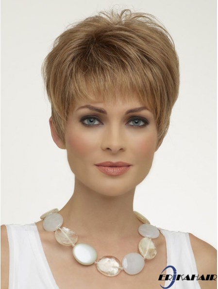 Natürliche synthetische Perücken Boycuts verkürzte Länge blonde Farbe