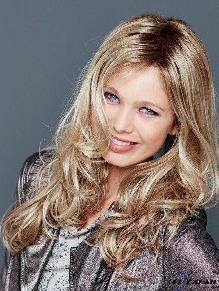 Ohne Pony Lace Front 18 Zoll gewellte blonde blonde Perücken