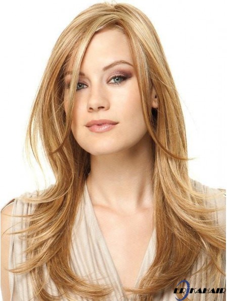 Monofilament Blonde 18 Zoll lange geschichtete synthetische Perücken