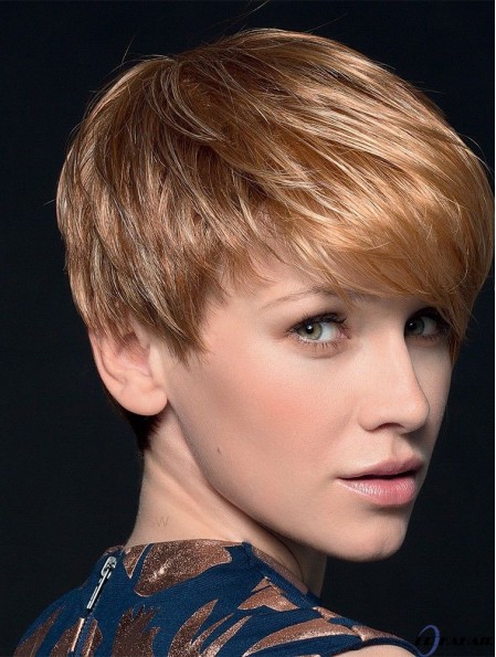 Blonde 4  inchBoycuts Cropped Top Monofilament Perücken