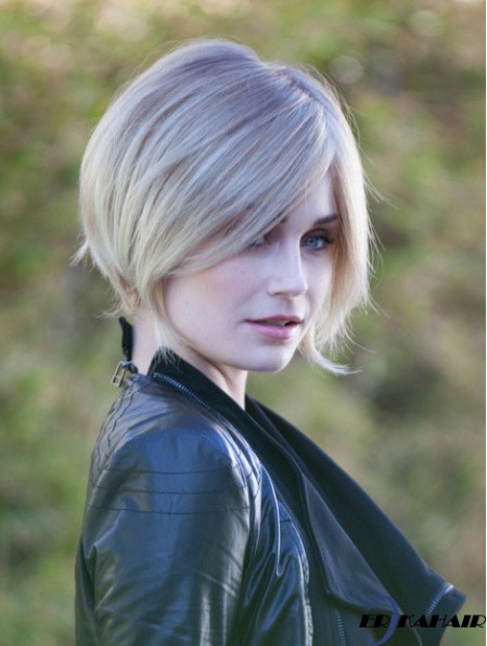 10  inchKinn Länge Blonde Straight Fashion Bob Perücken