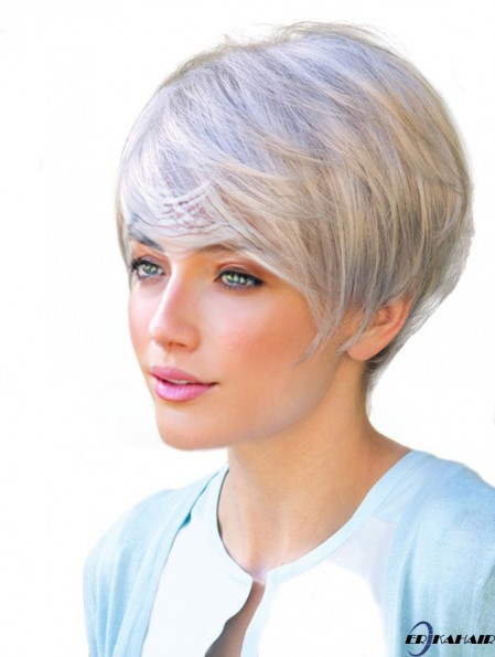 Monofilament Short Straight Boycuts Synthetische realistische Perücken