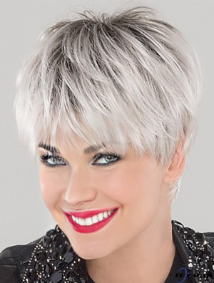 Cropped Straight White 4 Zoll Lace Cap Perücken