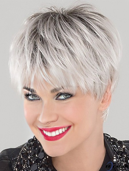 Cropped Straight White 4 Zoll Lace Cap Perücken