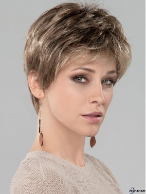 Blonde 4 Zoll Boycuts Cropped Discount Monofilament Perücken