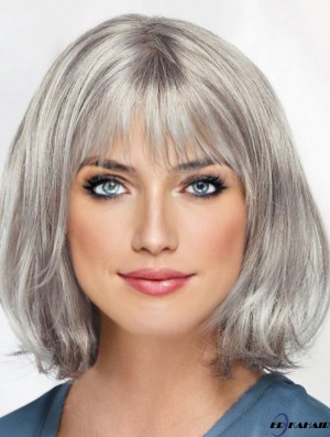Natürliche 12 Zoll Sassy Grey Perücken - Ideal für den Alltag
